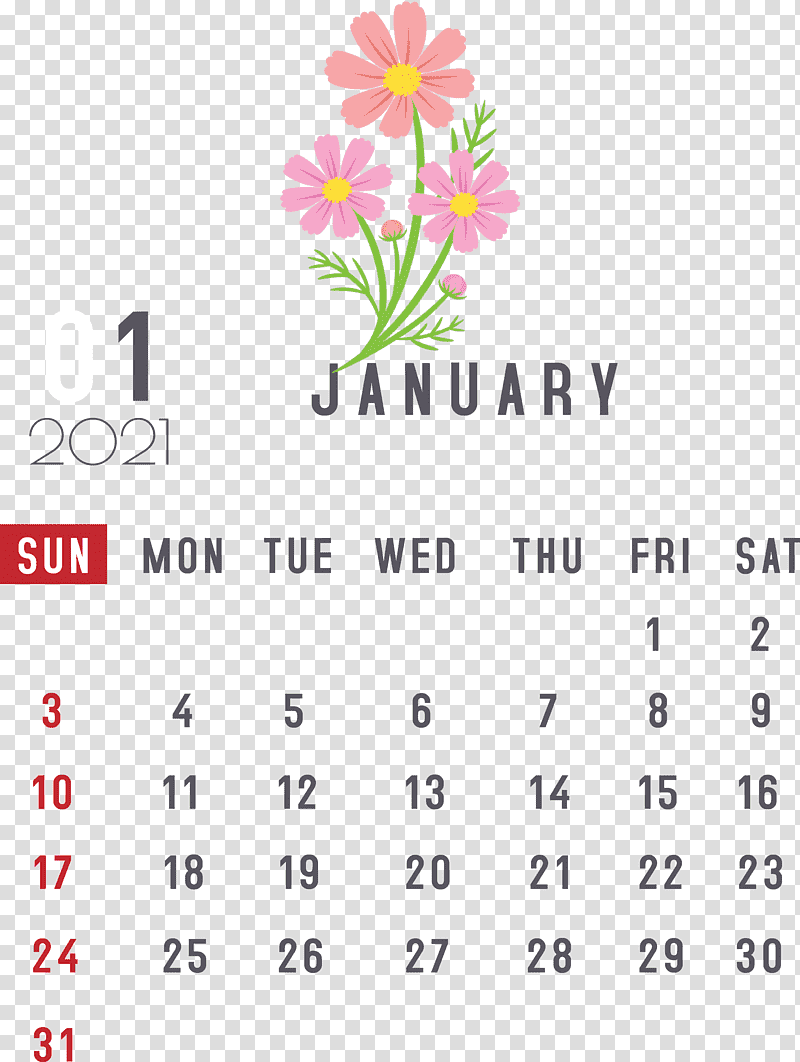 January 2021 Printable Calendar January Calendar, 2021 calendar, Nexus S, Floral Design, Petal, Calendar System, Meter transparent background PNG clipart