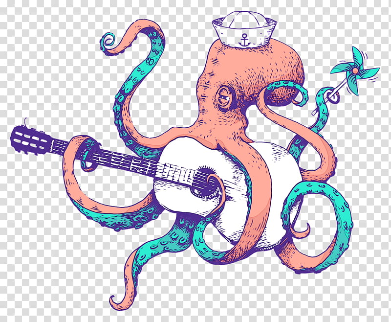 octopuses cartoon character meter character created by, Watercolor, Paint, Wet Ink transparent background PNG clipart