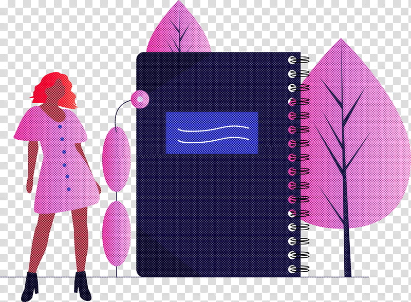 notebook girl, Pink, Purple, Violet, Magenta transparent background PNG clipart