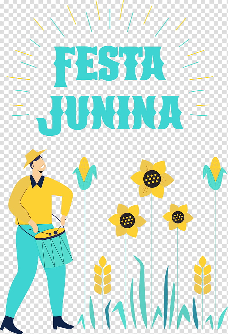 logo cartoon flower yellow happiness, Festa Junina, Festas Juninas, Festas De Sao Joao, Watercolor, Paint, Wet Ink, Area transparent background PNG clipart