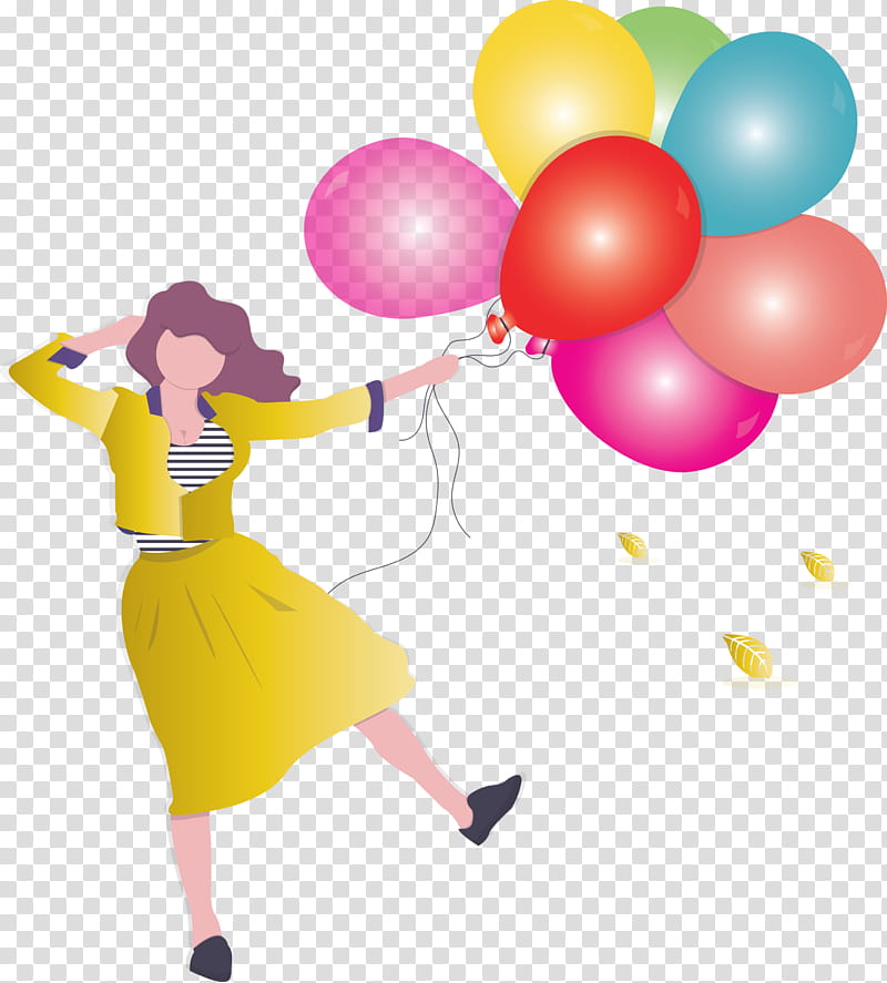 girl balloon party, Happy, Party Supply, Play transparent background PNG clipart