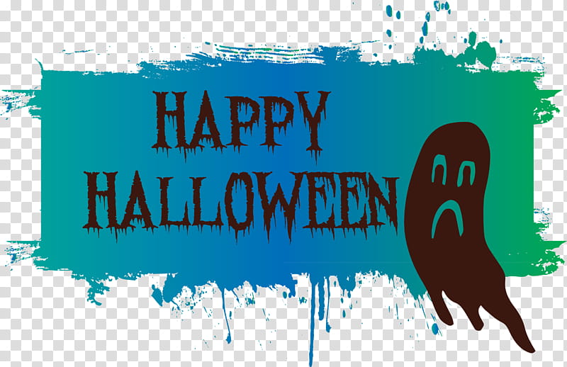 Happy Halloween, Logo, Poster, Banner, Text, Teal, Microsoft Azure transparent background PNG clipart