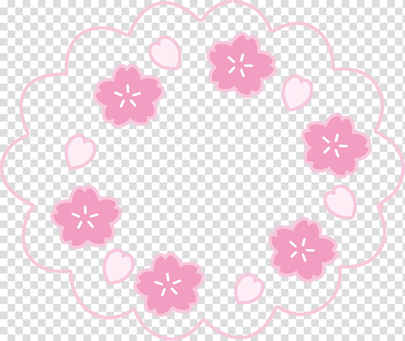 cherry flower frame sakura frame floral frame, Pink, Sticker, Petal, Plant, Floral Design transparent background PNG clipart