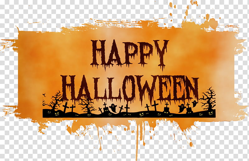 font text, Happy Halloween, Watercolor, Paint, Wet Ink transparent background PNG clipart