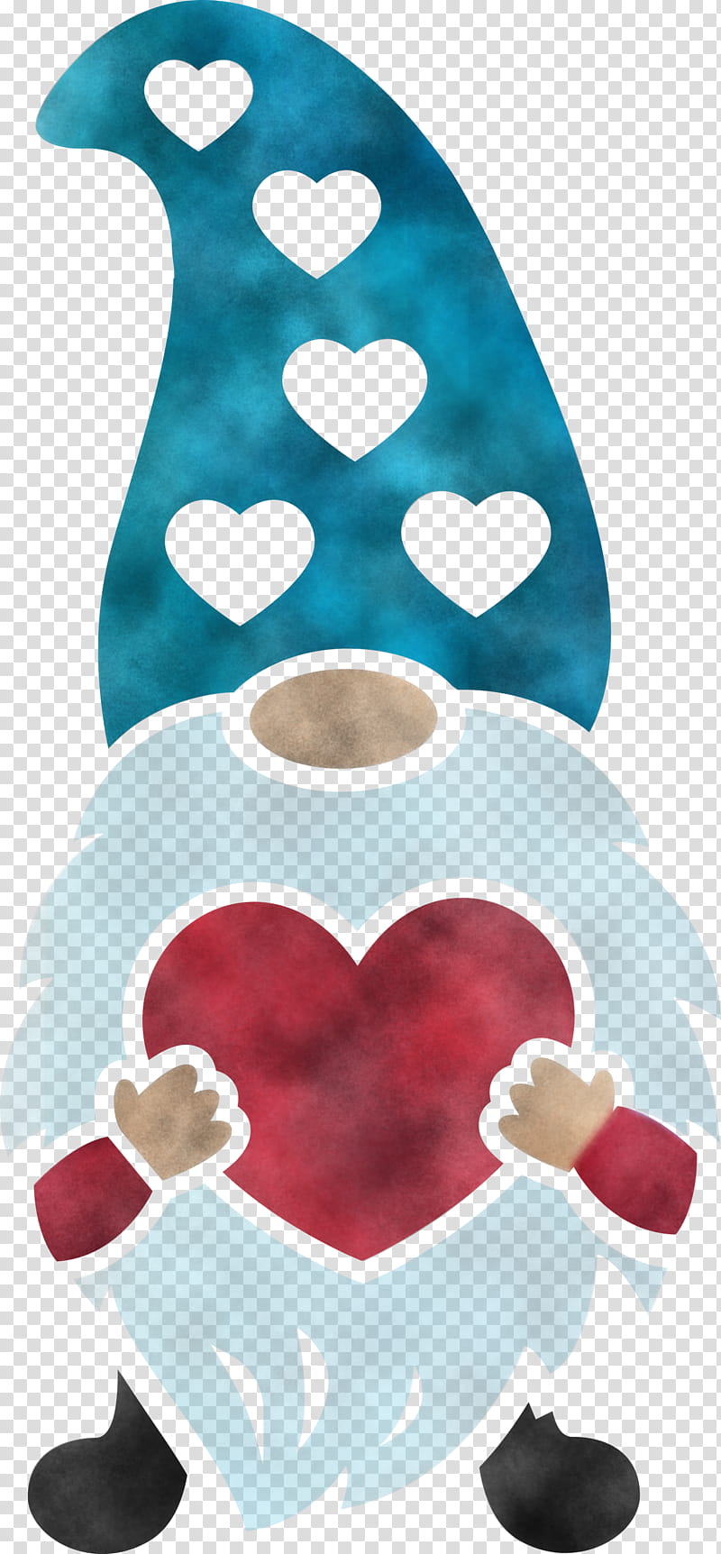 Gnome loving red heart, Turquoise, Teal transparent background PNG clipart