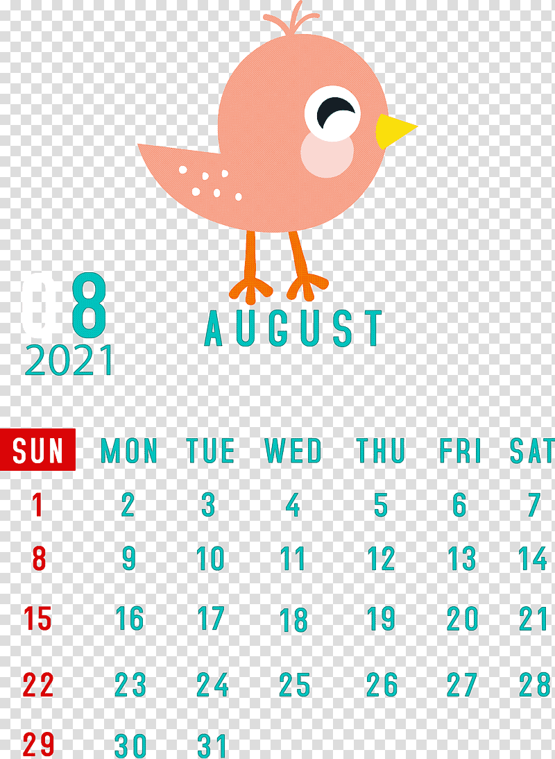 August 2021 Calendar August Calendar 2021 Calendar, Logo, Birds, Cartoon, Google Calendar, Beak, Meter transparent background PNG clipart
