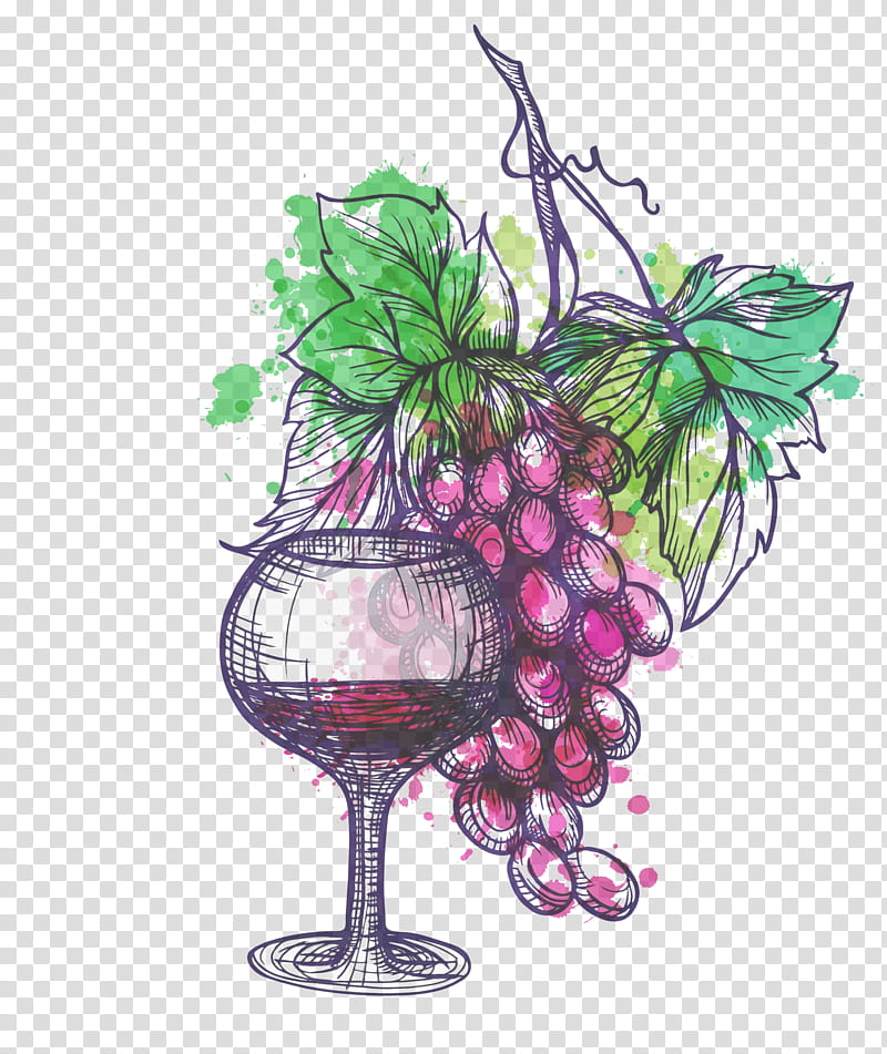Wine glass, Watercolor, Paint, Wet Ink, Grape, Grapevine Family, Stemware, Vitis transparent background PNG clipart