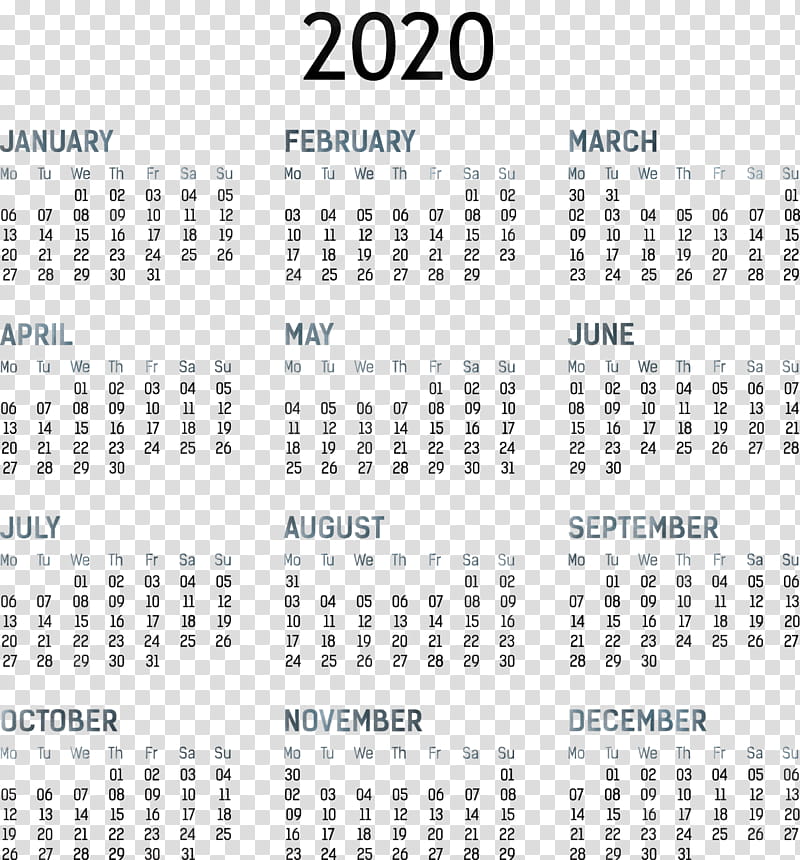 2020 yearly calendar Printable 2020 Yearly Calendar Template Full Year Calendar 2020, Calendar System, Calendar Year, Lunar Calendar, Calendar Date, Month, Broadcast Calendar, Meter transparent background PNG clipart