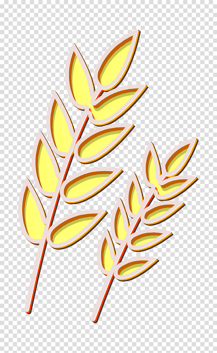 Wheat icon Food & Drinks icon Grain icon, Leaf, Cut Flowers, Petal, Yellow, Line, Meter transparent background PNG clipart