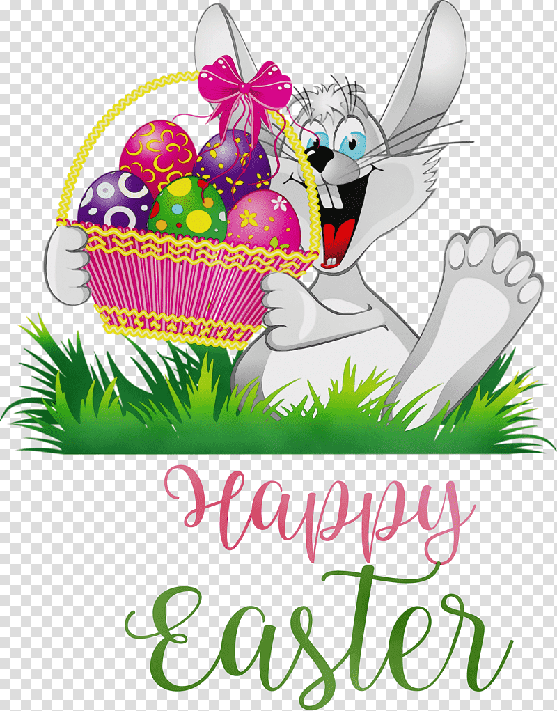 Easter Bunny, Happy Easter Day, Cute Easter, Watercolor, Paint, Wet Ink, Cartoon transparent background PNG clipart