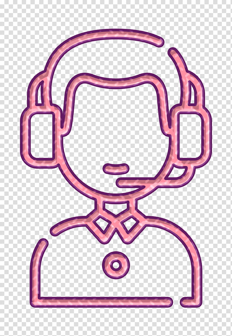 Customer service agent icon Support icon Contact Comunication icon, Pink, Line Art, Magenta transparent background PNG clipart