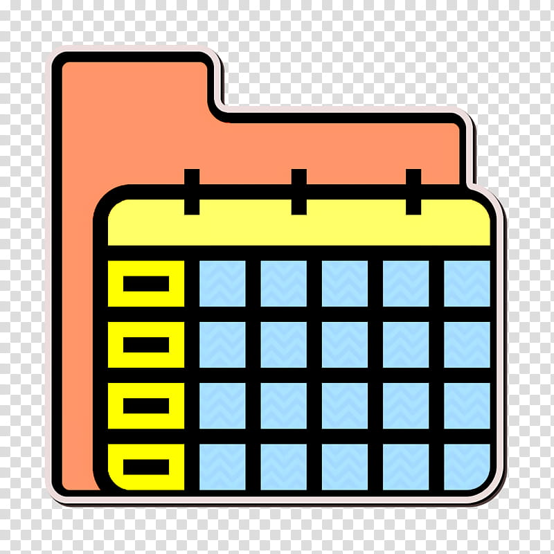 Time and date icon Folder and Document icon Calendar icon, Yellow, Square transparent background PNG clipart