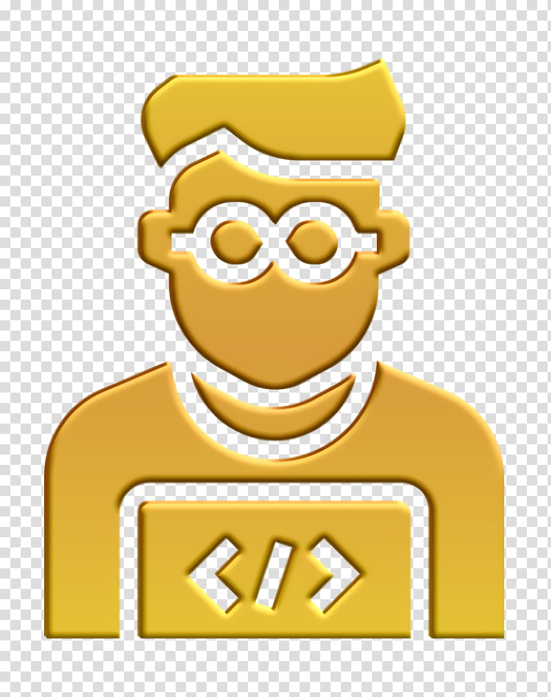 Professions and jobs icon Jobs and Occupations icon Programmer icon, Yellow, Cartoon, Logo, Smile transparent background PNG clipart