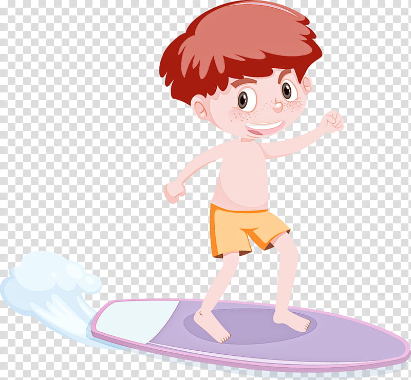 cartoon pink surfing play child, Cartoon, Boardsport, Balance transparent background PNG clipart