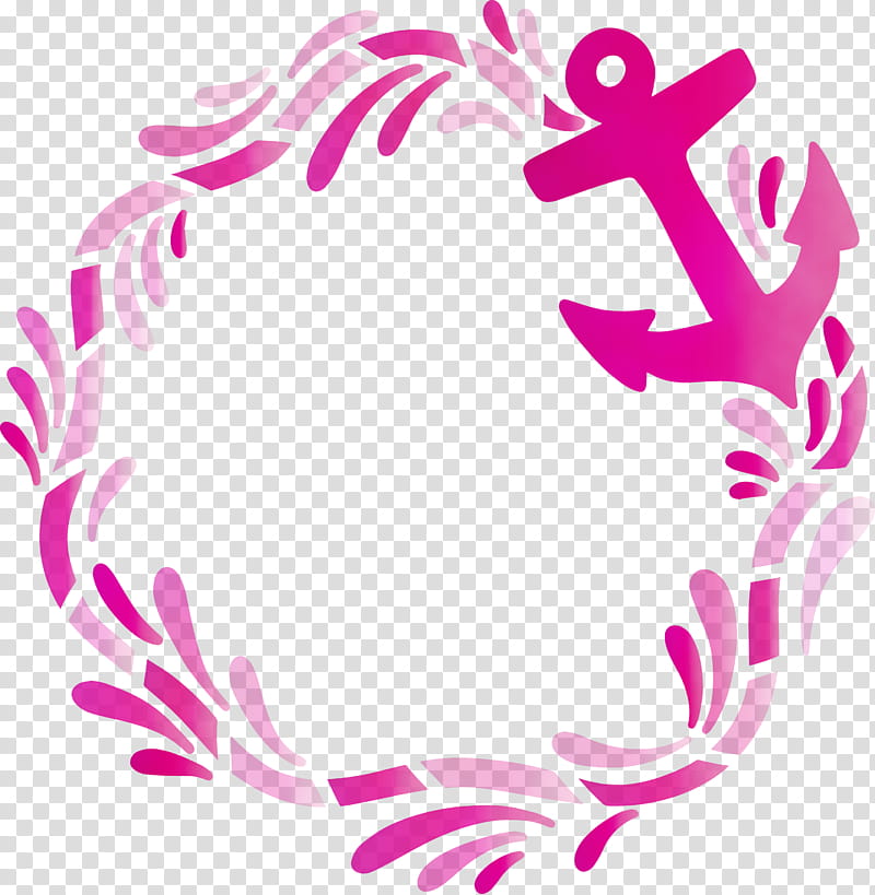 petal pink m pattern line meter, Anchor Frame, Sea Frame, Watercolor, Paint, Wet Ink transparent background PNG clipart
