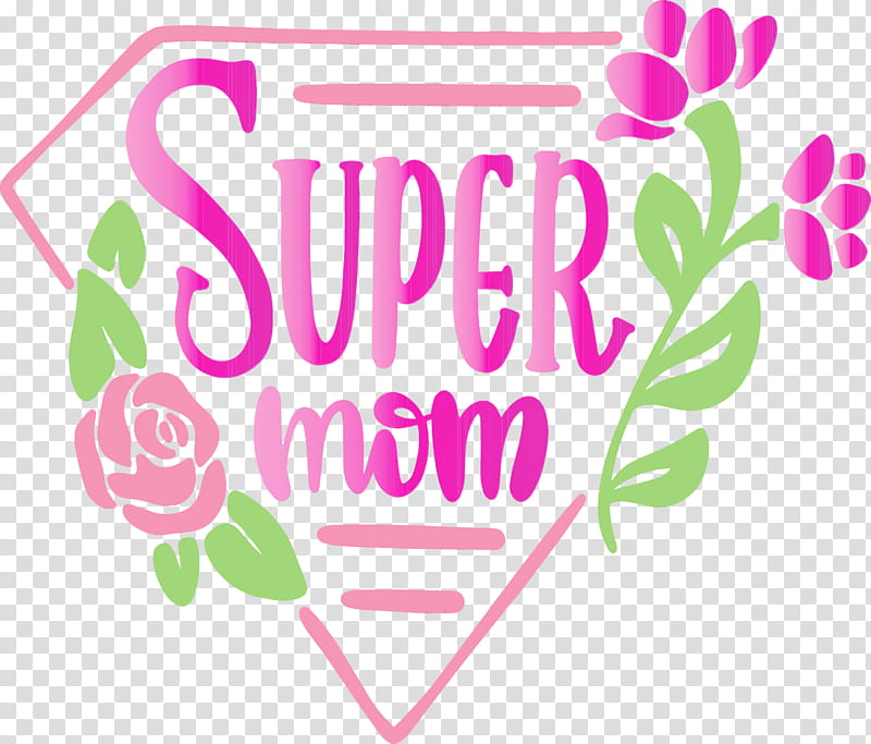 Floral design, Mothers Day, Super Mom, Watercolor, Paint, Wet Ink, Logo, Pink M transparent background PNG clipart