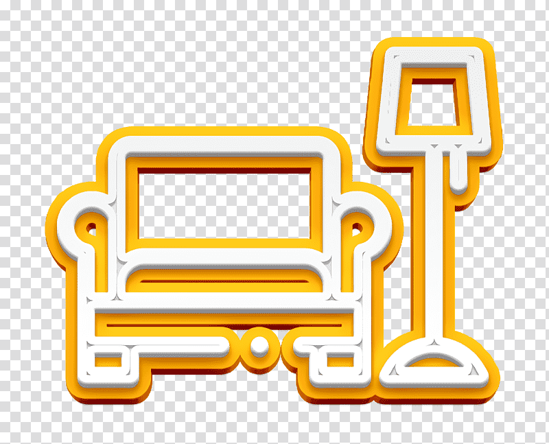 Hotel icon Sofa icon, Yellow, Line, Meter, Symbol, Geometry, Mathematics transparent background PNG clipart