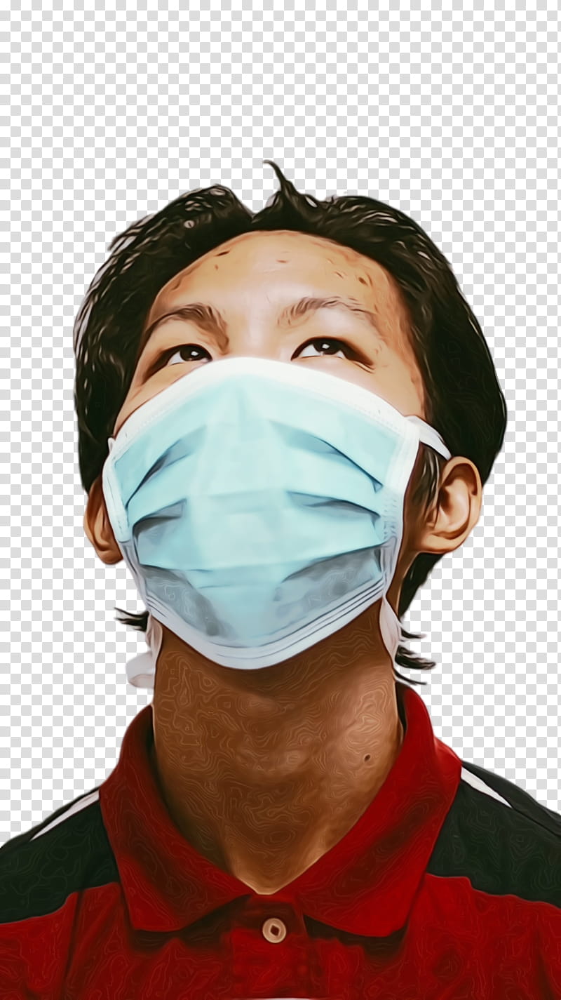 mask surgical mask headgear physician, Watercolor, Paint, Wet Ink, Face, Shirt, Redshirt transparent background PNG clipart