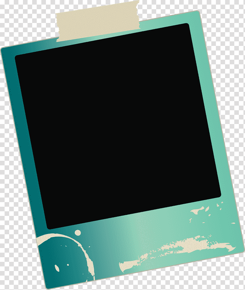 Polaroid Frame, Laptop Part, Computer Monitor, Rectangle, Frame, Turquoise M, Multimedia transparent background PNG clipart