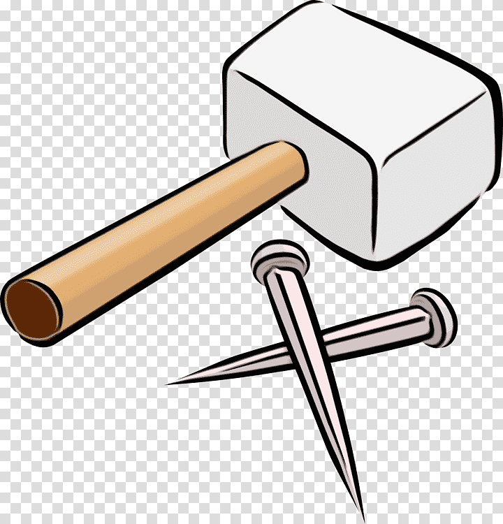 hammer mallet handle nail, Watercolor, Paint, Wet Ink, Royaltyfree, , Claw Hammer transparent background PNG clipart