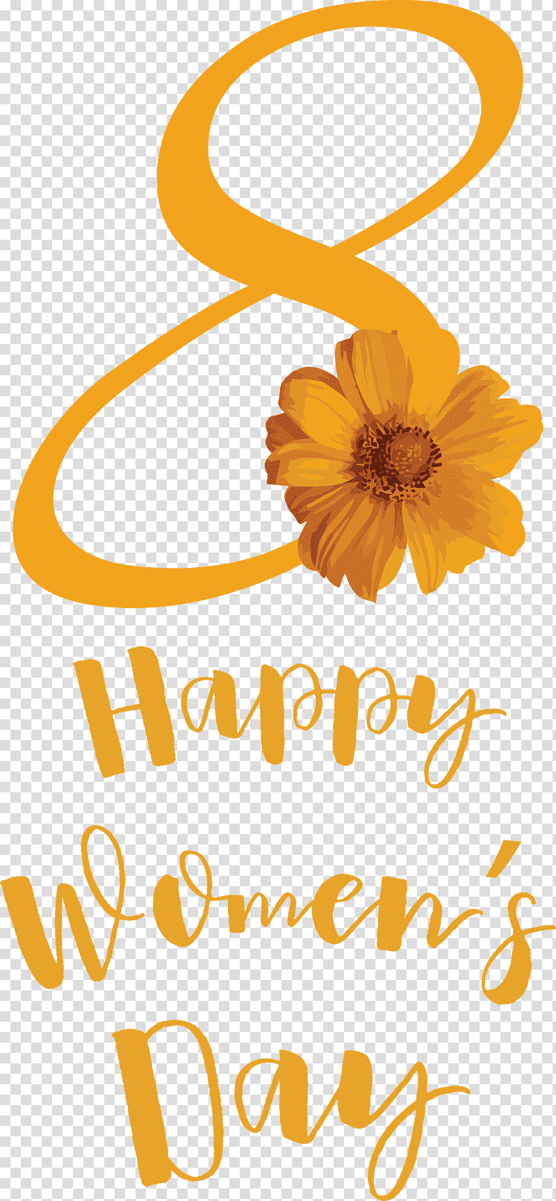 Happy Womens Day Womens Day, Cut Flowers, Floral Design, Petal, Pot Marigold, Yellow, Text transparent background PNG clipart