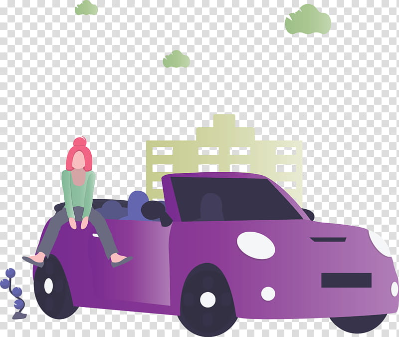 green vehicle violet pink, Cartoon, Purple, Transport, Compact Car, Electric Vehicle transparent background PNG clipart