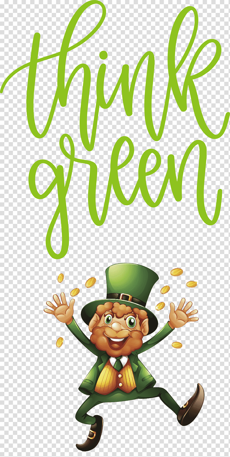 Think Green St Patricks Day Saint Patrick, Cartoon, Character, Meter, Happiness, Behavior, Tree transparent background PNG clipart