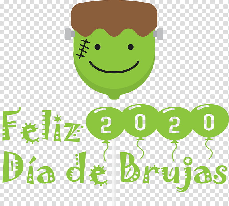 Feliz Día de Brujas Happy Halloween, Smiley, Logo, Green, Area, Biology, Science transparent background PNG clipart