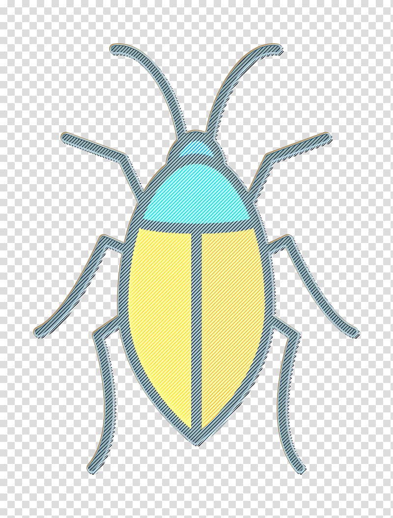 Insects icon Cockroach icon, Turquoise, Yellow, Pest, Logo, Sticker, Beetle, Bug transparent background PNG clipart