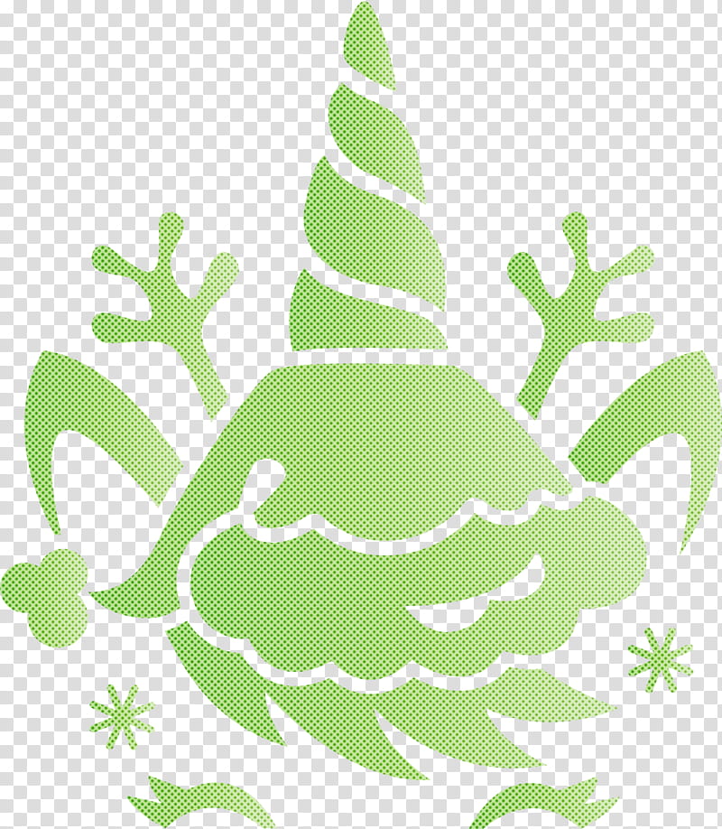 unicorn Christmas Unicorn, Green, Leaf, Plant transparent background PNG clipart