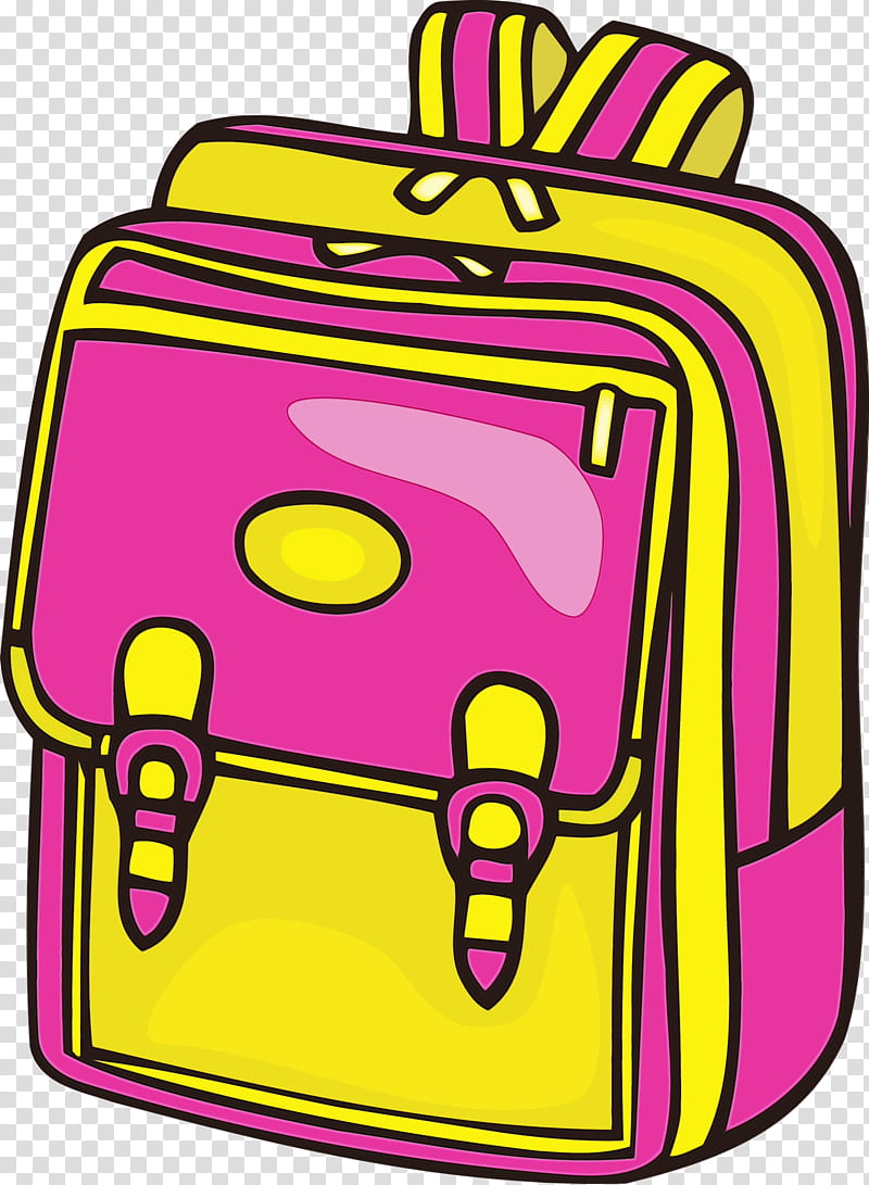 yellow pink line magenta, Schoolbag, School Supplies, Watercolor, Paint, Wet Ink transparent background PNG clipart