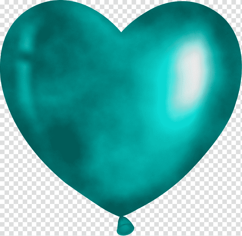 green balloon heart turquoise microsoft azure, Watercolor, Paint, Wet Ink, M095 transparent background PNG clipart