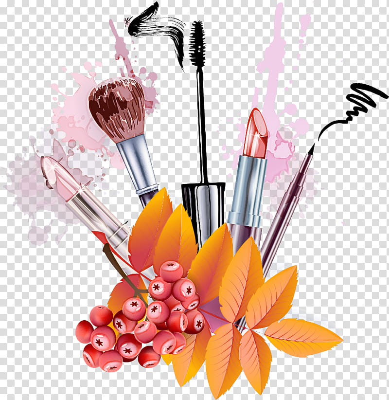 Orange, Makeup Brushes, Cosmetics, Plant, Mascara transparent background PNG clipart