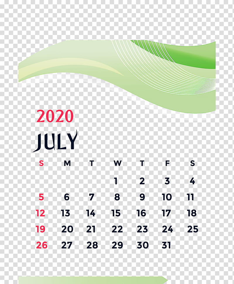 July 2020 Printable Calendar July 2020 Calendar 2020 Calendar, Calendar System, Green, Line, Meter transparent background PNG clipart