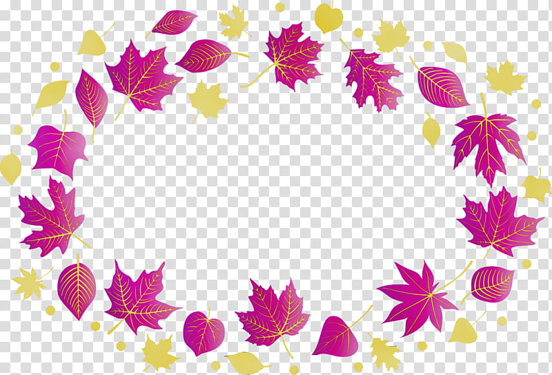 Floral design, Autumn Frame, Autumn Leaves Frame, Watercolor, Paint, Wet Ink, Purple, Line transparent background PNG clipart