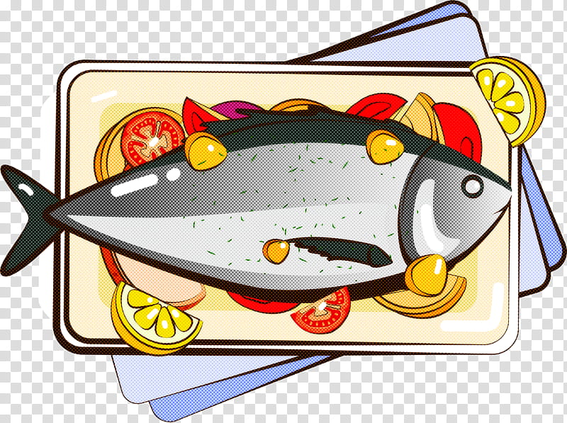 fish cartoon cuisine fish food, Dish transparent background PNG clipart