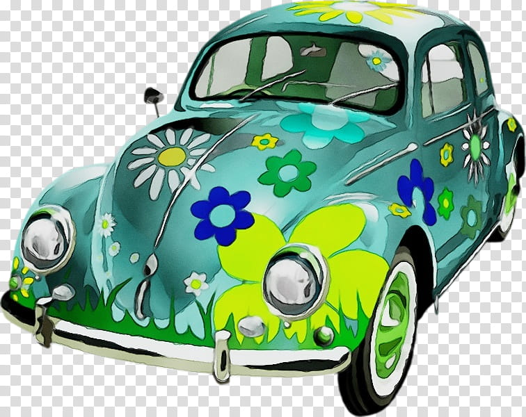 City car, Watercolor, Paint, Wet Ink, Vehicle, Classic Car, Vintage Car, Volkswagen Beetle transparent background PNG clipart