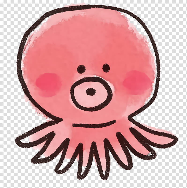 pink cartoon nose head cheek, Smile, Mouth, Animation, Octopus transparent background PNG clipart