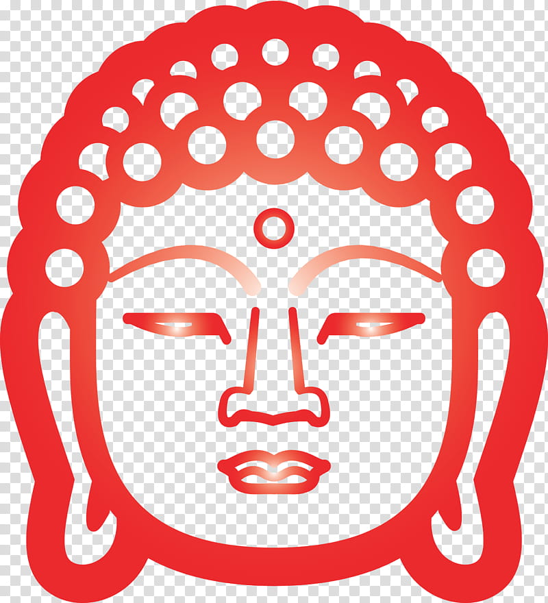 Buddha, Face, Head, Red, Cheek, Line Art, Sticker, Circle transparent background PNG clipart