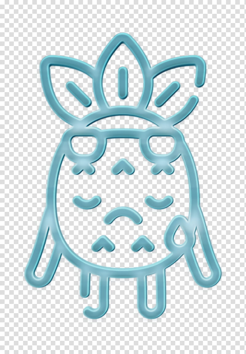 Pineapple Character icon Sad icon, Turquoise transparent background PNG clipart