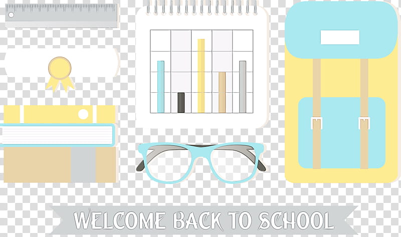 Glasses, Welcome Back To School, Watercolor, Paint, Wet Ink, Logo, Meter, Paper transparent background PNG clipart