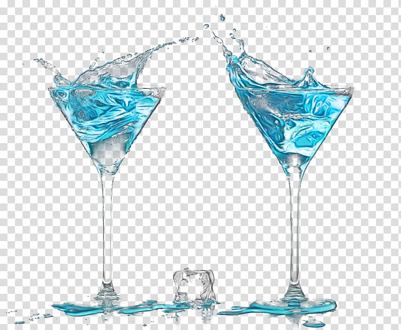 Wine glass, Watercolor, Paint, Wet Ink, Blue Hawaii, Cocktail Garnish, Martini, Nonalcoholic Drink transparent background PNG clipart