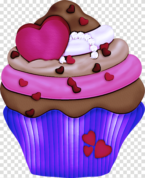 cupcake muffin dessert cake sweetness, Heart, Magenta Telekom transparent background PNG clipart
