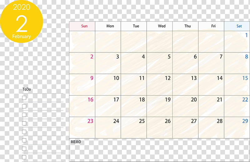 February 2020 Calendar February 2020 Printable Calendar 2020 Calendar, Text, Line, Paper, Rectangle, Paper Product, Square, Number transparent background PNG clipart
