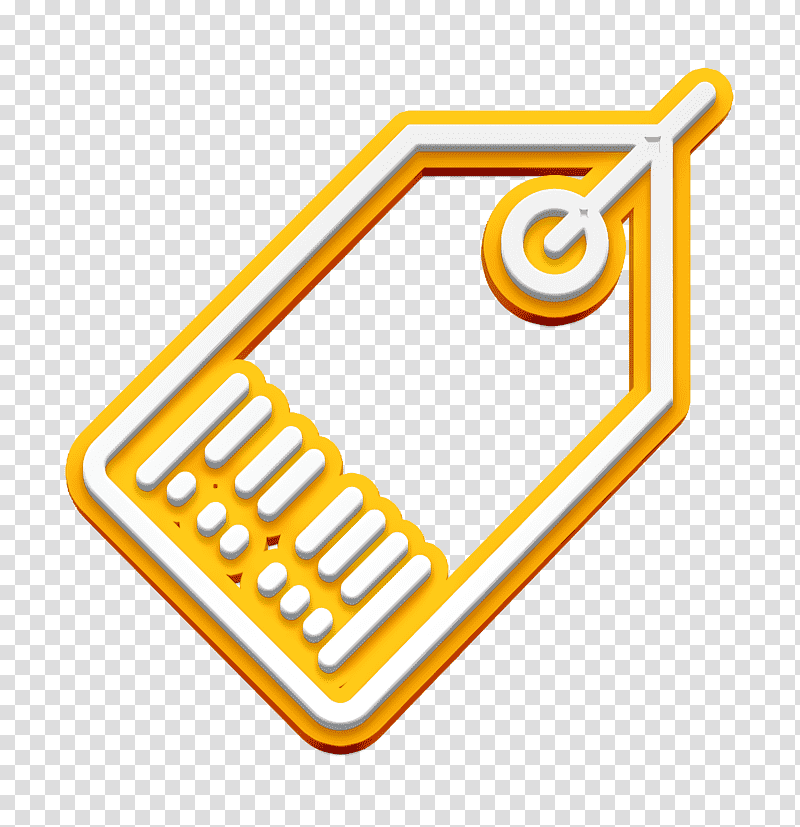Business icon Tag icon Price tag icon, Mobile Phone Accessories, Logo, Yellow, Symbol, Meter, Line transparent background PNG clipart