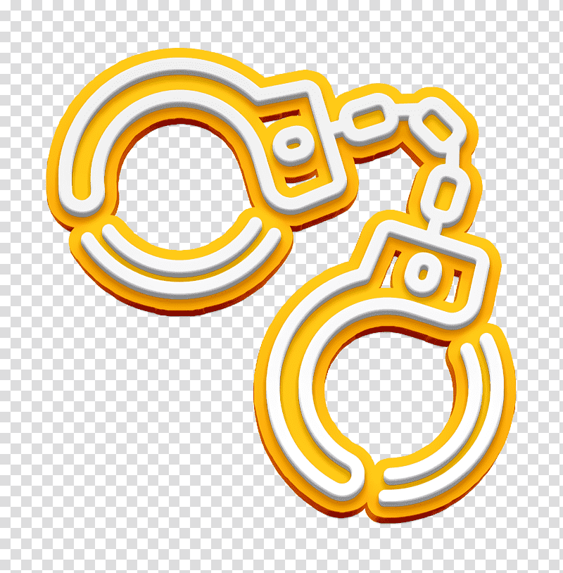 Handcuffs icon Jail icon Protection & Security icon, Yellow, Line, Meter, Number, Jewellery, Human Body transparent background PNG clipart