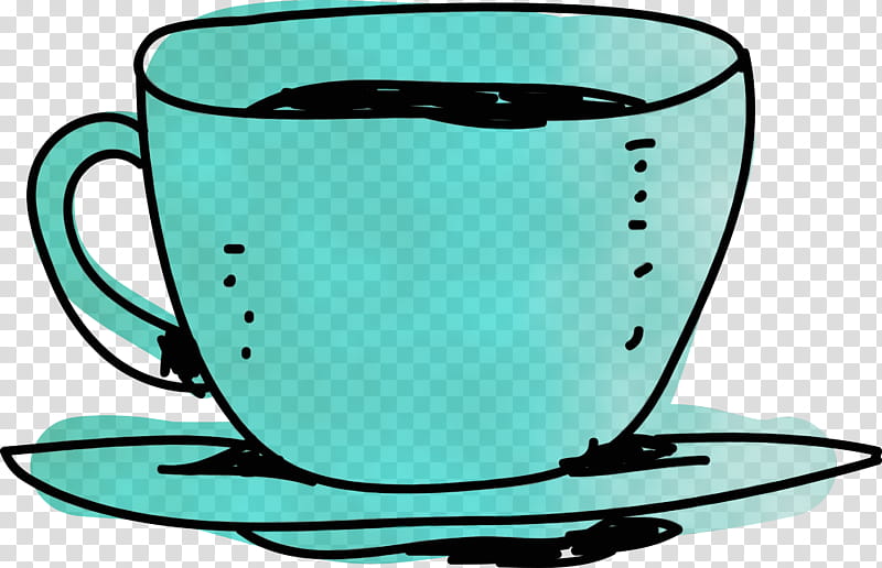 Coffee cup, Watercolor, Paint, Wet Ink, Mug, Tableware, Dinnerware Set, Teal transparent background PNG clipart