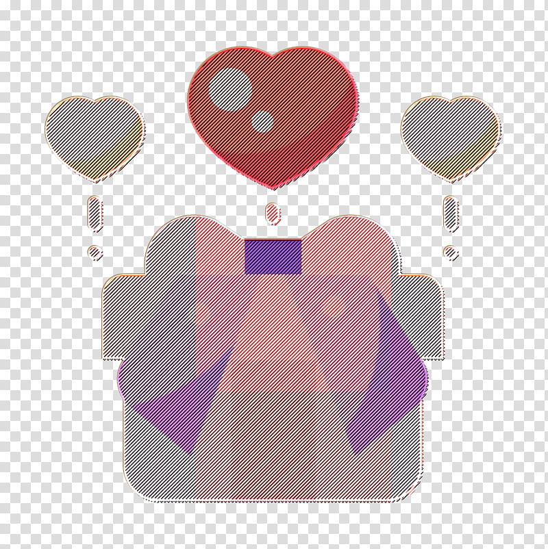 Gift icon Love icon, Pink, Purple, Violet, Heart, Balloon, Material Property, Tableware transparent background PNG clipart