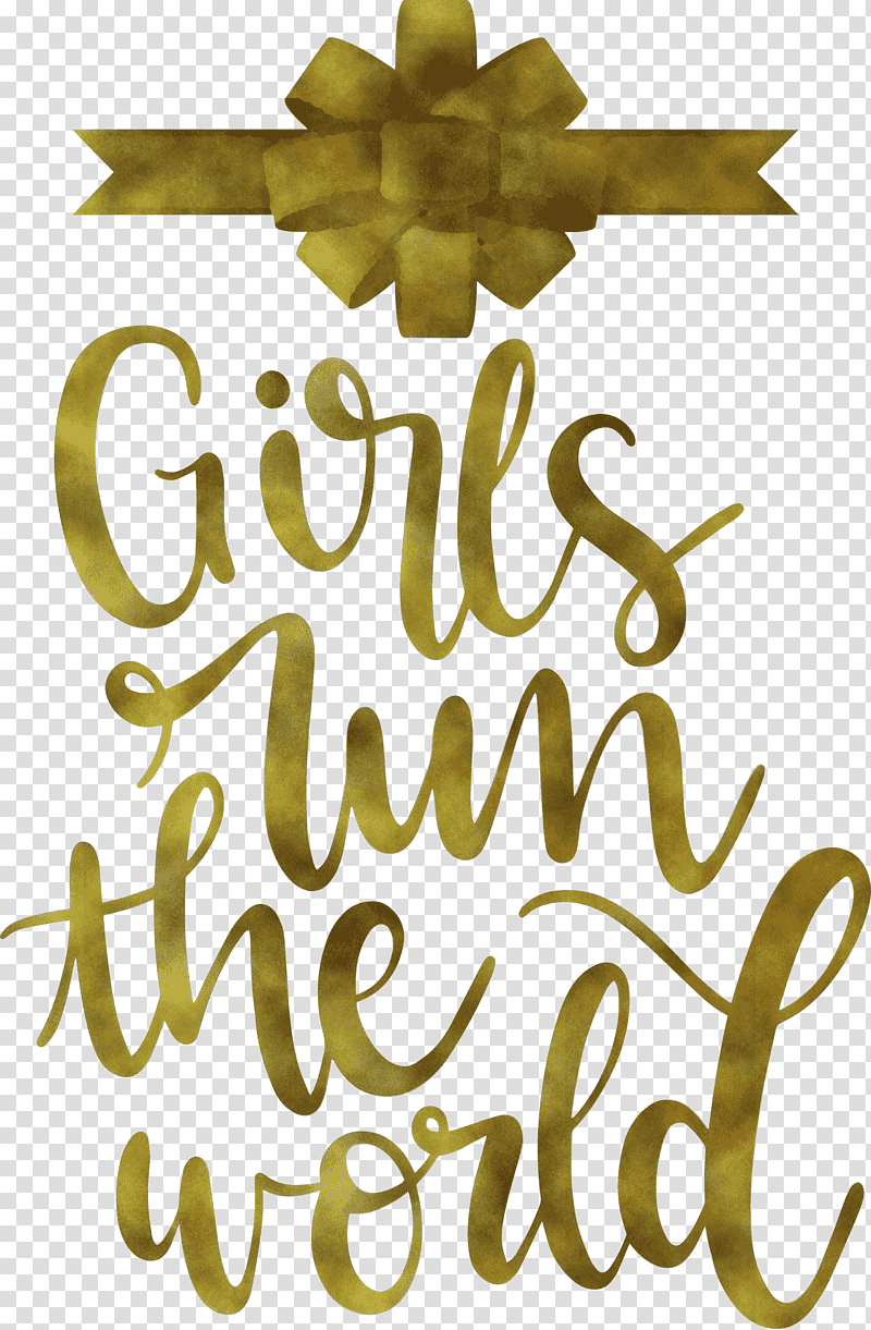 Girls Run The World Girl Fashion, Calligraphy, Yellow, Symbol, Meter, Flower, Line transparent background PNG clipart