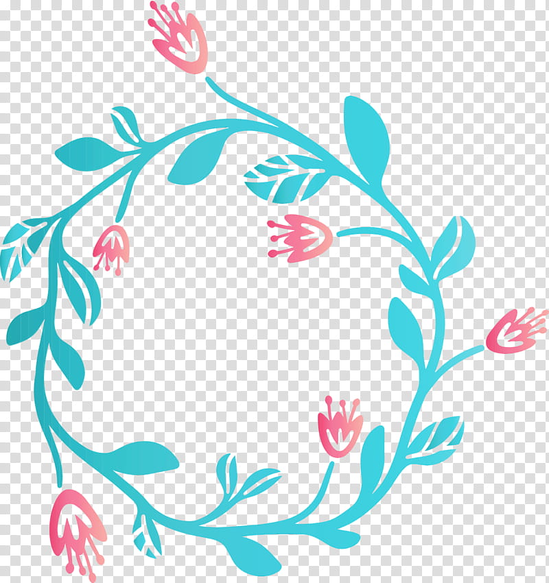 turquoise aqua teal circle branch, Flower Frame, Floral Frame, Sping Frame, Watercolor, Paint, Wet Ink, Ornament transparent background PNG clipart